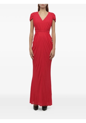 Alexander McQueen ruched V-neck maxi dress - Red
