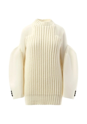 sacai layered ribbed-knit dress - Neutrals