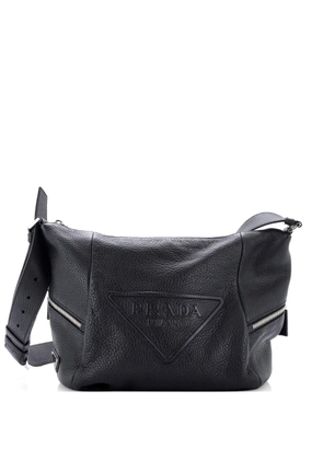 Prada Pre-Owned Triangle Logo Embossed Side Zip Vitello Daino shoulder bag - Black