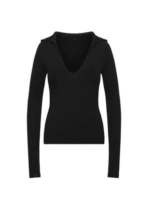 Fax Copy Express hooded long-sleeve T-shirt - Black