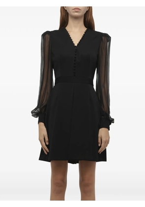 Alexander McQueen button-front sheer-sleeve mini dress - Black