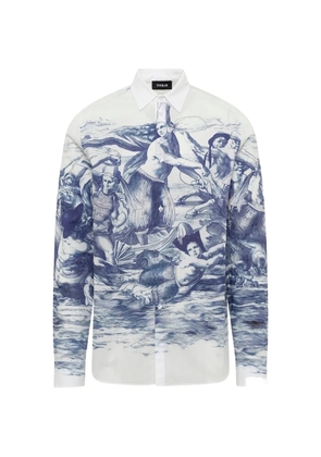 EGONlab. Breizh-print long-sleeve shirt - White