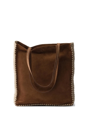 Prada large suede and crochet tote bag - Brown