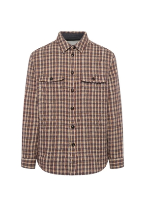 Vowels double-pocket minicheck shirt jacket - Brown