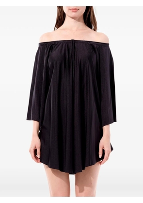 Balenciaga off-the-shoulder pleated mini dress - Black