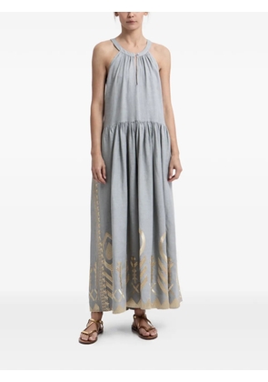GREEK ARCHAIC KORI embroidered halterneck dress - Grey