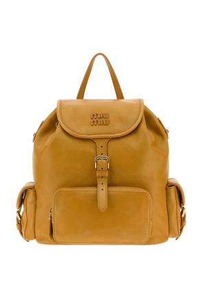 Miu Miu logo-plaque buckled backpack - Yellow