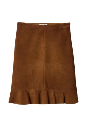 Miu Miu waxed suede skirt - Brown
