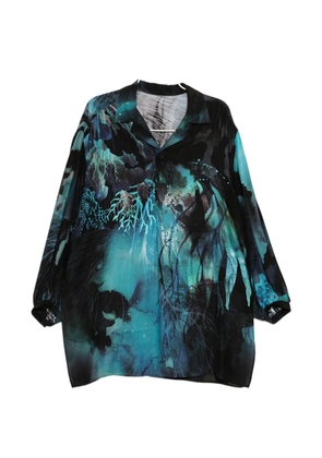 Yohji Yamamoto graphic-print camp-collar shirt - Black