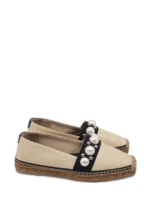Jimmy Choo Pre-Owned Dru faux pearl-embellished espadrilles - Neutrals