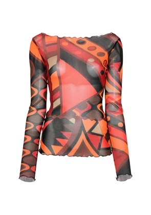 PUCCI geometric-print mesh T-shirt - Red