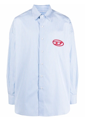 Diesel logo-embroidered striped shirt - Blue