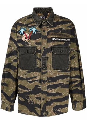 Diesel camouflage embroidered-patch shirt - Green