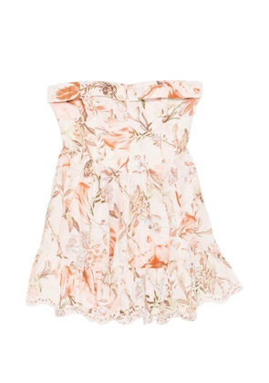 Hemant And Nandita Ezra floral-print broderie-anglaise mini dress - Neutrals