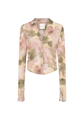 Paris Georgia floral-print sheer silk shirt - Pink