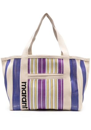 ISABEL MARANT Darwen stripe pattern canvas tote bag - Neutrals