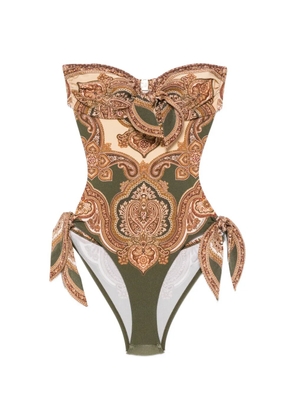 ZIMMERMANN Mahon Scarf paisley-print swimsuit - Green