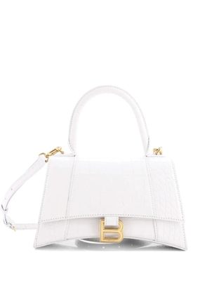 Balenciaga Pre-Owned Hourglass Top Handle Bag Crocodile Embossed Leather Small crossbody bag - White