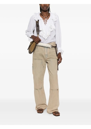 Rixo Milia ruffled lace-trim blouse - White