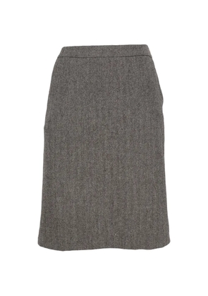 Hermès Pre-Owned herringbone-pattern belted skirt - Grey