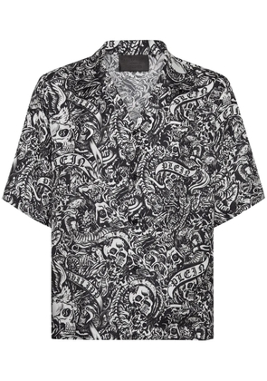 Philipp Plein Tattoo short-sleeve silk shirt - Black