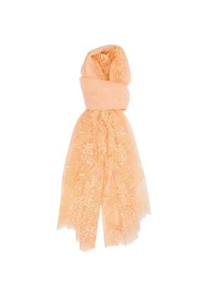 Ermanno Scervino lace-trim cashmere scarf - Orange