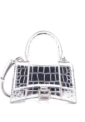 Balenciaga Pre-Owned Hourglass Top Handle Bag Crocodile Embossed Leather XS satchel - Silver