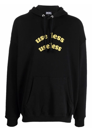 Diesel slogan-print cotton hoodie - Black