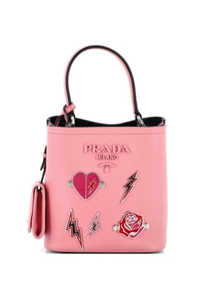 Prada Pre-Owned Panier Embellished Saffiano Leather Small bucket bag - Pink