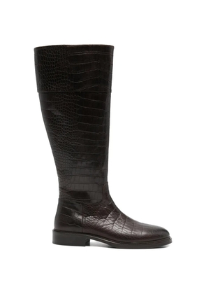 ADRIANNA FERETTI croc-effect knee-high boots - Brown