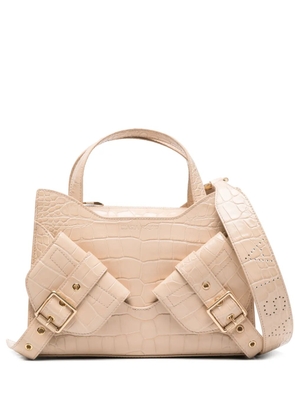 BIASIA crocodile-embossed leather tote bag - Neutrals