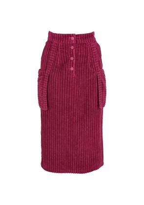 Saint Laurent Pre-Owned corduroy button-front midi skirt - Pink