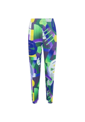 Pleats Please Issey Miyake Pleats Please abstract-print trousers - Green