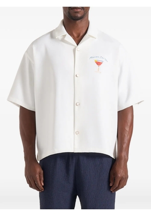 Manière De Voir St. Barts baroque-print revere-collar shirt - White