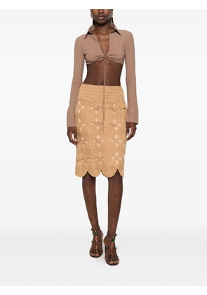 Amazuìn Lynn cropped tie-fastening top - Neutrals