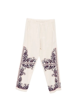 Baziszt paisley-embroidered drawstring trousers - Neutrals