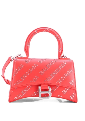 Balenciaga Pre-Owned Hourglass Top Handle Bag Leather with Allover Logo Crystals XS satchel - Red