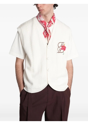 Drôle De Monsieur floral-embroidered sleeveless cardigan - White
