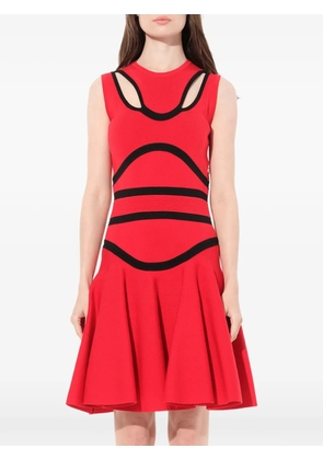 Alexander McQueen cut-out intarsia-knit mini dress - Red