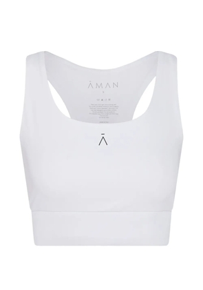 AMAN logo-print racerback crop top - White