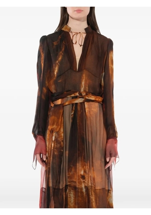 Givenchy Podium fire-print dress - Brown