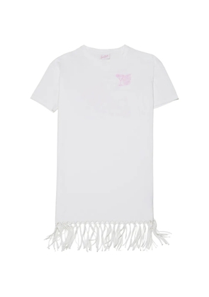 MC2 Saint Barth graphic-print fringe-trimmed mini dress - White