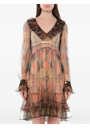 Givenchy ruffled sheer dress - Brown