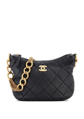 CHANEL Pre-Owned CC Mixed Chain Link Zip Quilted Lambskin hobo bag - Black