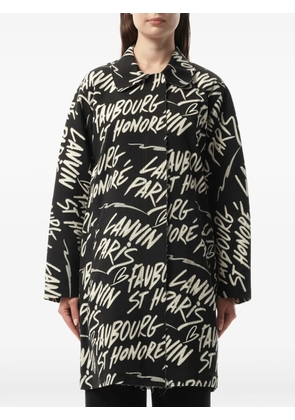 Lanvin graphic-print lapel-collar coat - Black