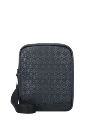 Calvin Klein monogram-embossed shoulder bag - Black