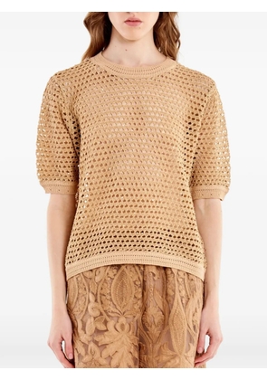 VICOLO open-knit short-sleeve sweater - Neutrals