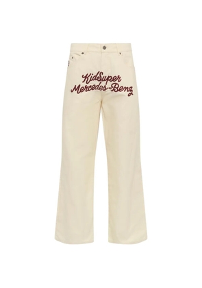 KidSuper x Mercedes-Benz embroidered straight-leg trousers - Neutrals