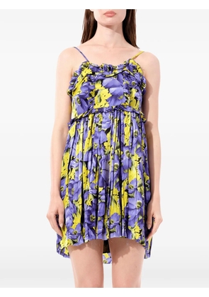 Balenciaga floral-print ruffled dress - Purple