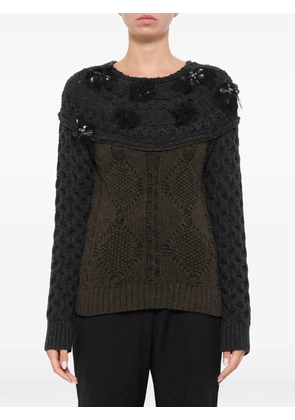 Lanvin embroidered cable-knit sweater - Grey
